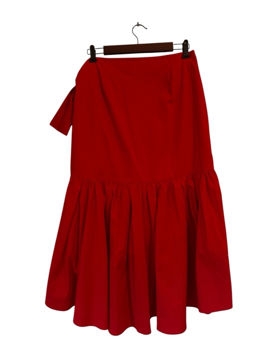 NEW Banana Republic Red Popplin Ruffle Wrap High-Low Tiered Skirt, 10 - Picture 4 of 9